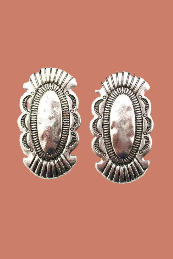 WESTERN OVAL CONCHO EARRINGS
