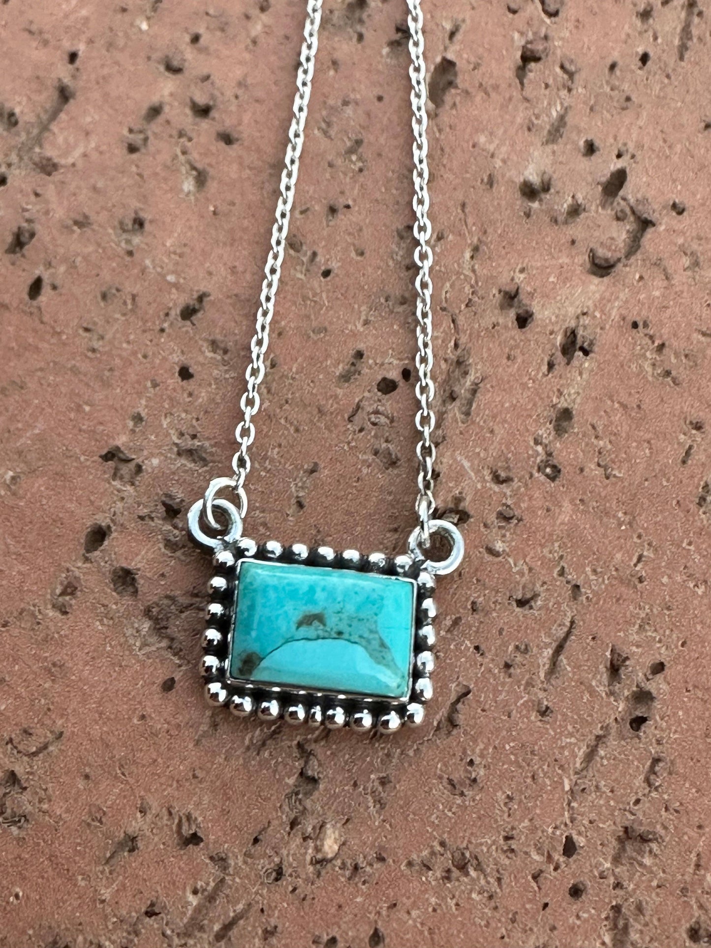 Handmade Sterling Silver Kingman Turquoise Bar Necklaces: Bandit Bar
