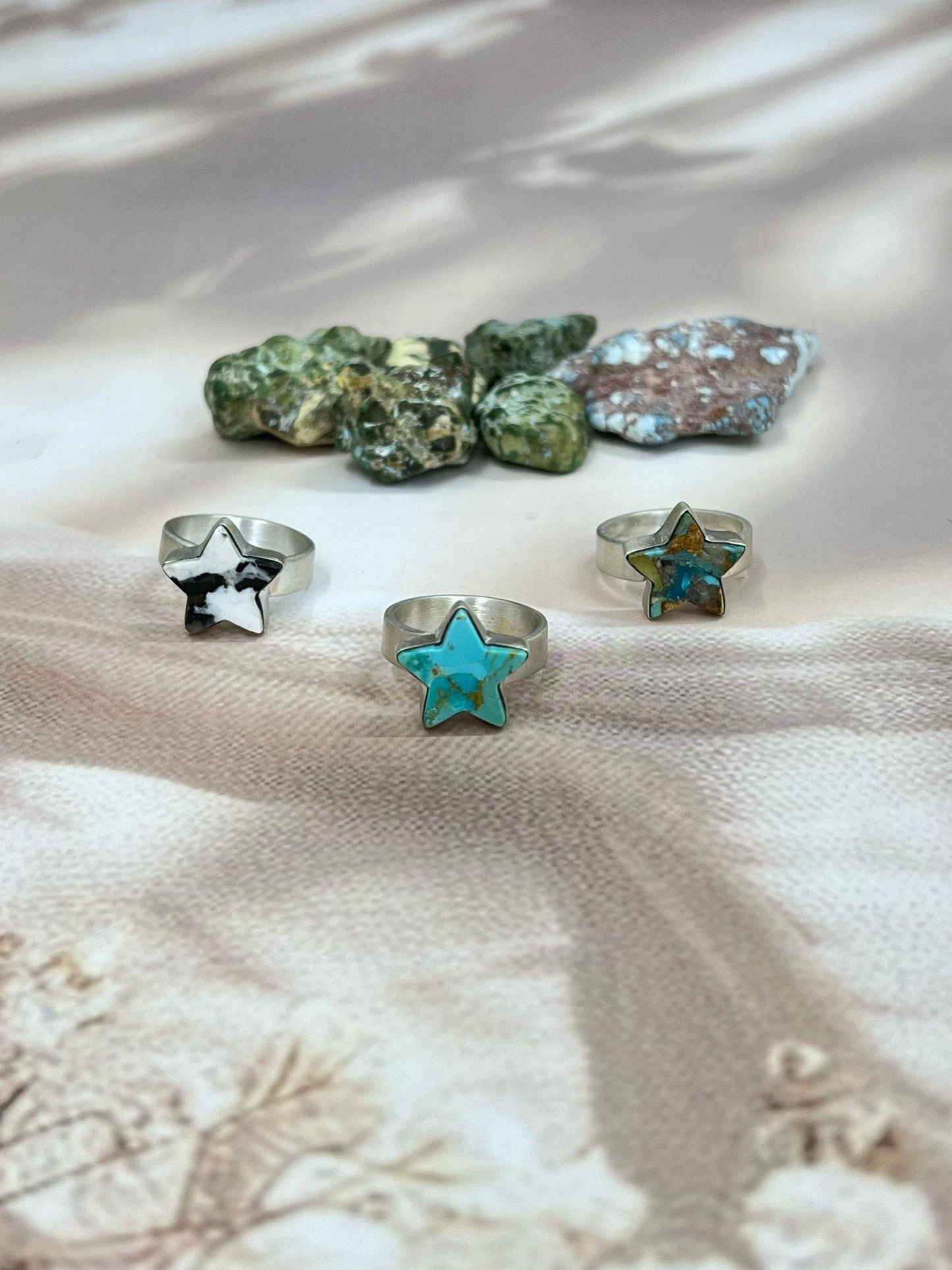 Handmade Sterling Silver Multi Stone Adjustable Ring With Signed Nizhoni: Kingman Turquoise ring 114