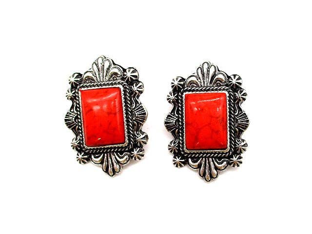 Western Turquoise Stone Post Earring: TURQUOISE