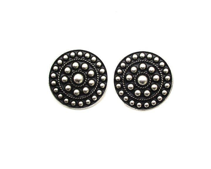 Western Metal Round Concho Bubble Earring