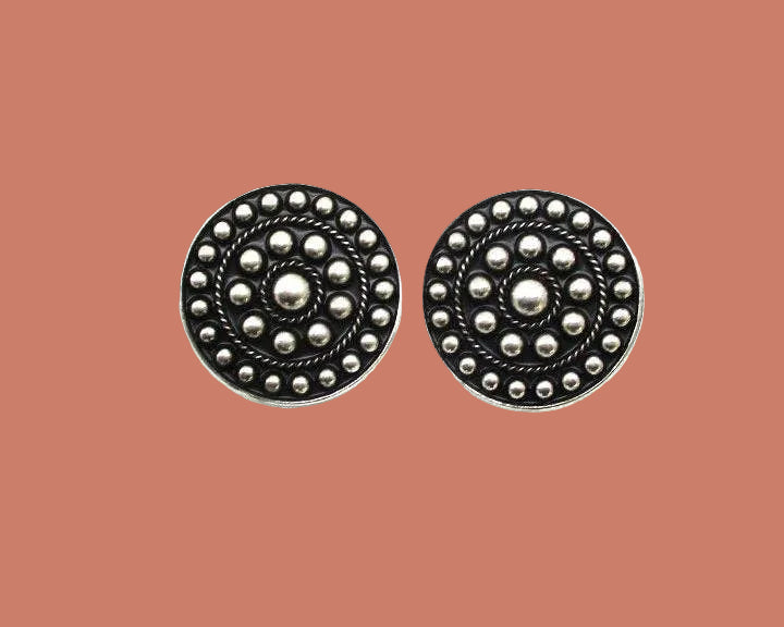 Western Metal Round Concho Bubble Earring