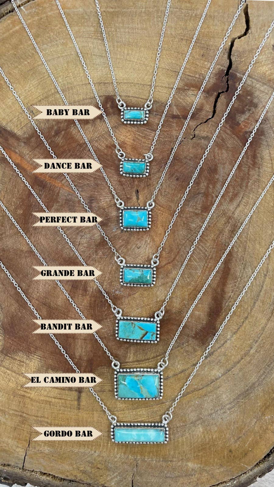Handmade Sterling Silver Kingman Turquoise Bar Necklaces: Bandit Bar