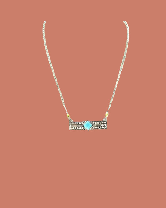 Western Turquoise Stone Bar Necklace