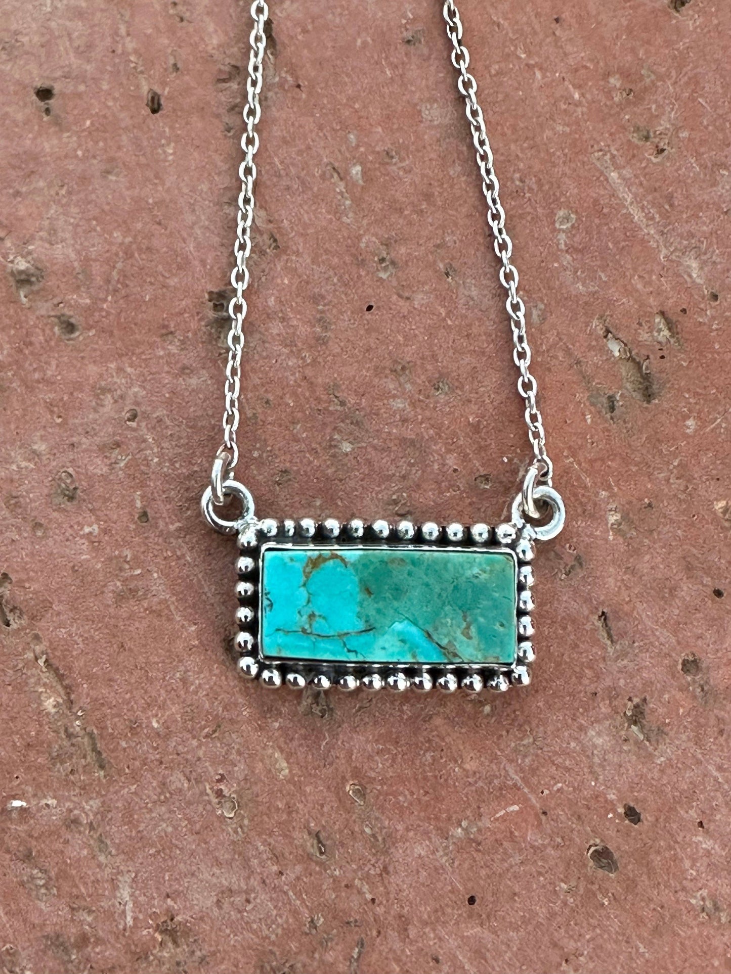 Handmade Sterling Silver Kingman Turquoise Bar Necklaces: Bandit Bar