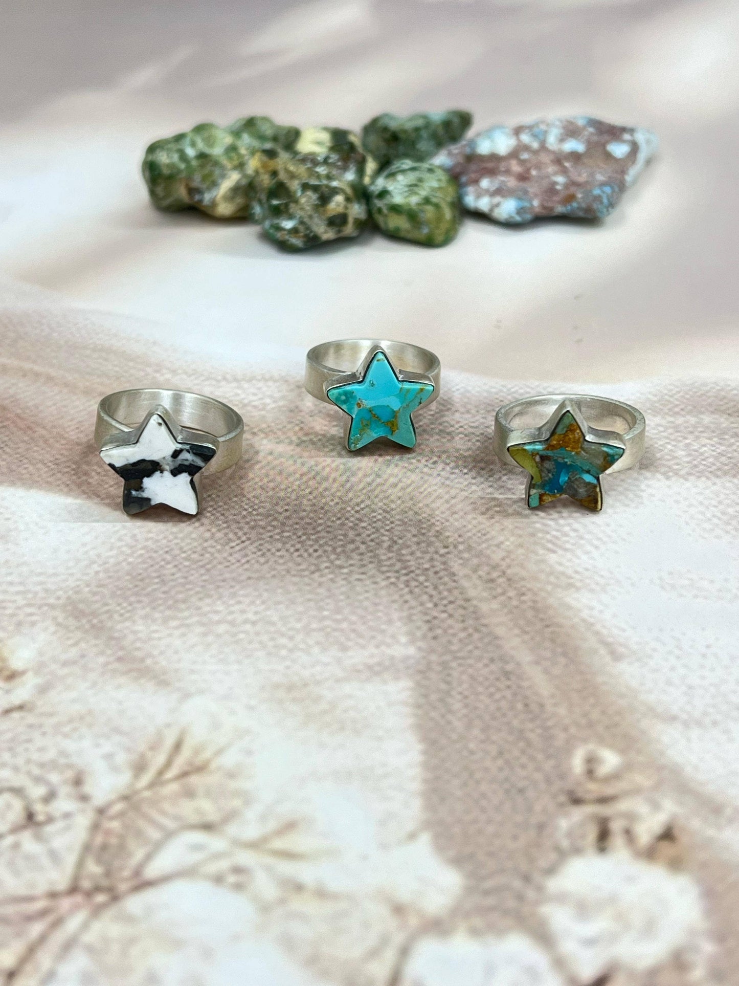 Handmade Sterling Silver Multi Stone Adjustable Ring With Signed Nizhoni: Kingman Turquoise ring 114