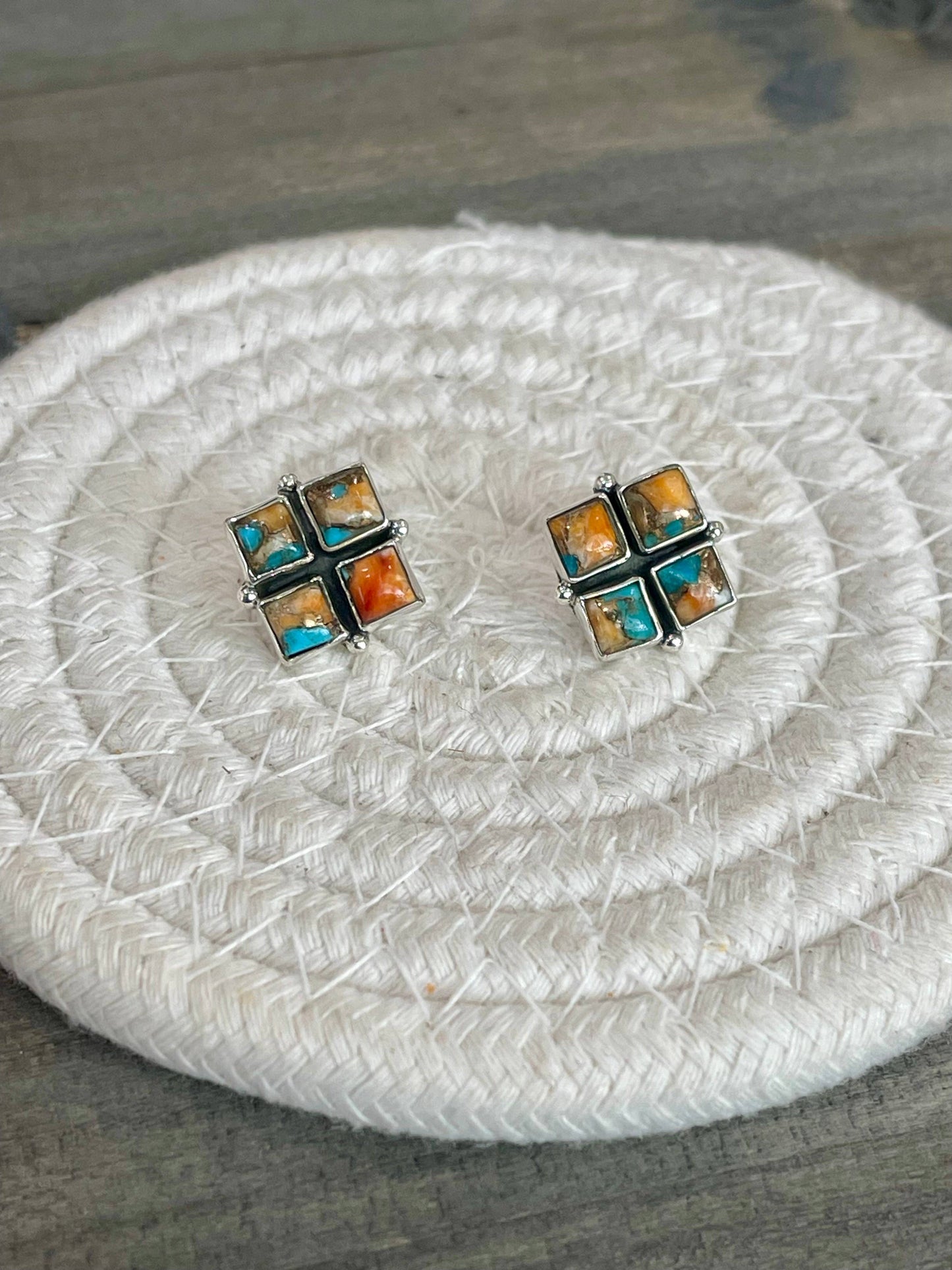 Nizhoni Handmade Spice & Sterling Silver Earrings: Spice