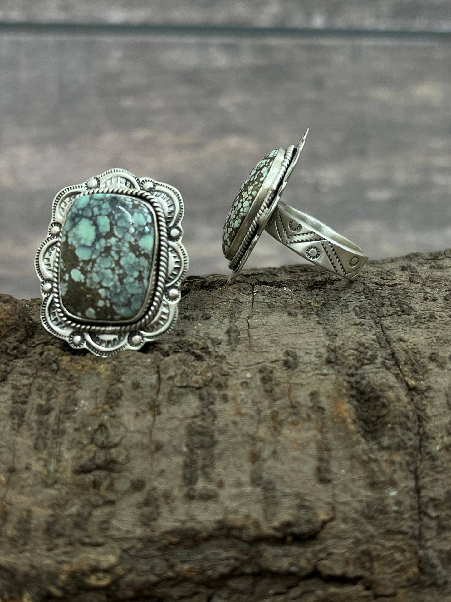 Handmade Sterling Silver Starfox Adjustable Ring with Signed Nizhoni: Rectangle ring 118