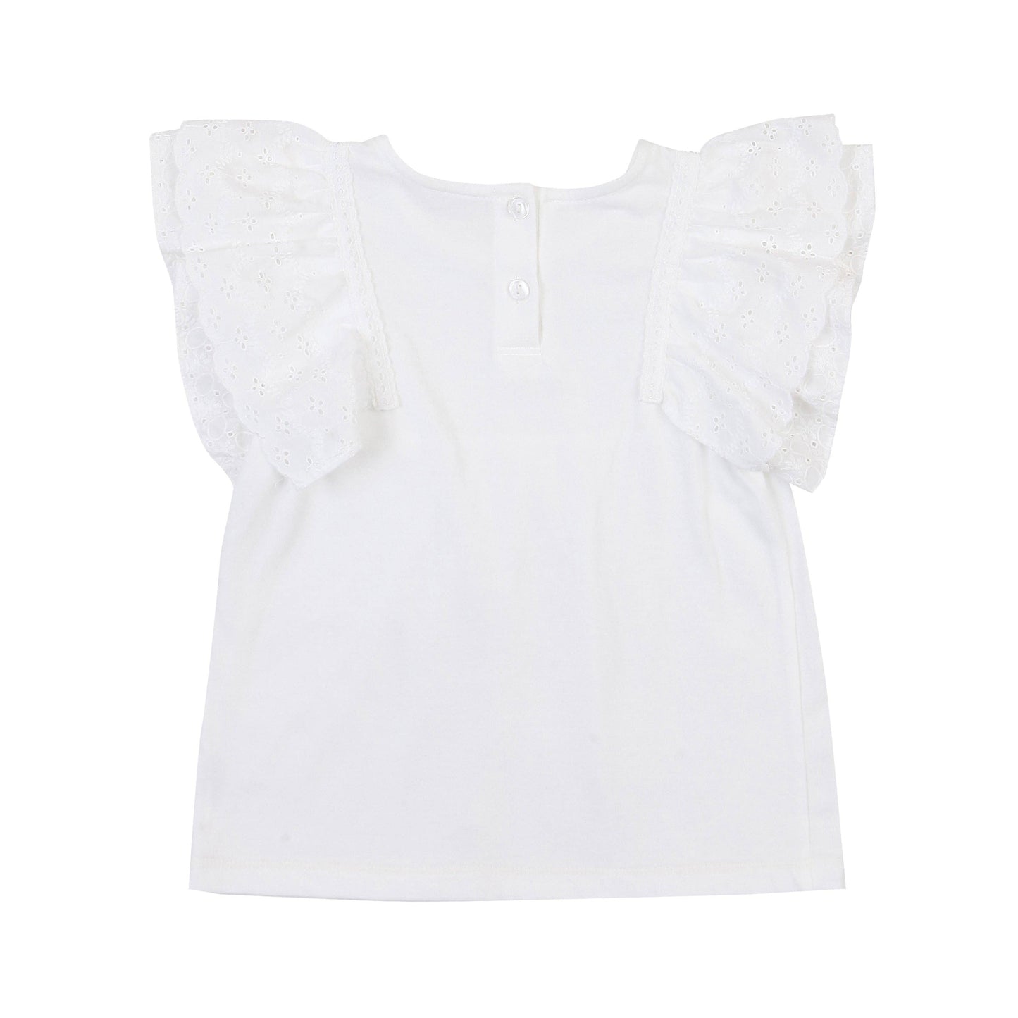 Ruffled Eyelet Angel Sleeve T-Shirt
