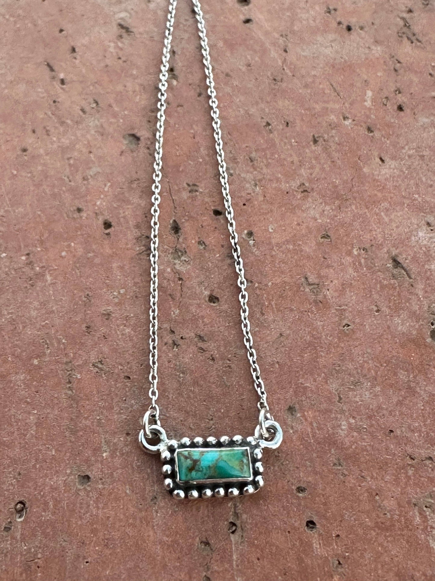 Handmade Sterling Silver Kingman Turquoise Bar Necklaces: Bandit Bar
