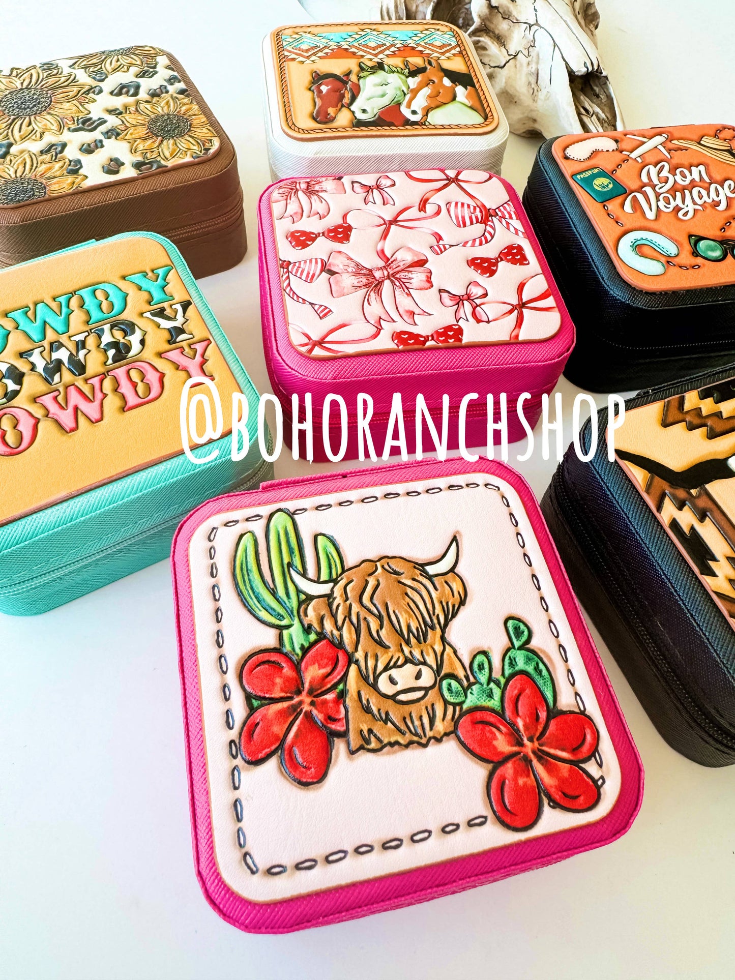 Western Mini Jewelry Storage Travel Box: 8 - HAT/HORSESHOE/BOOT