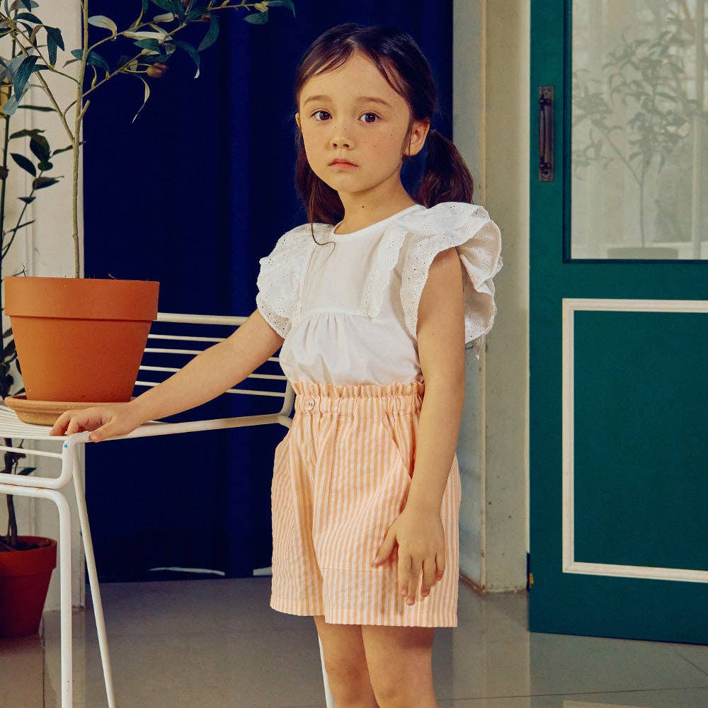 Ruffled Eyelet Angel Sleeve T-Shirt