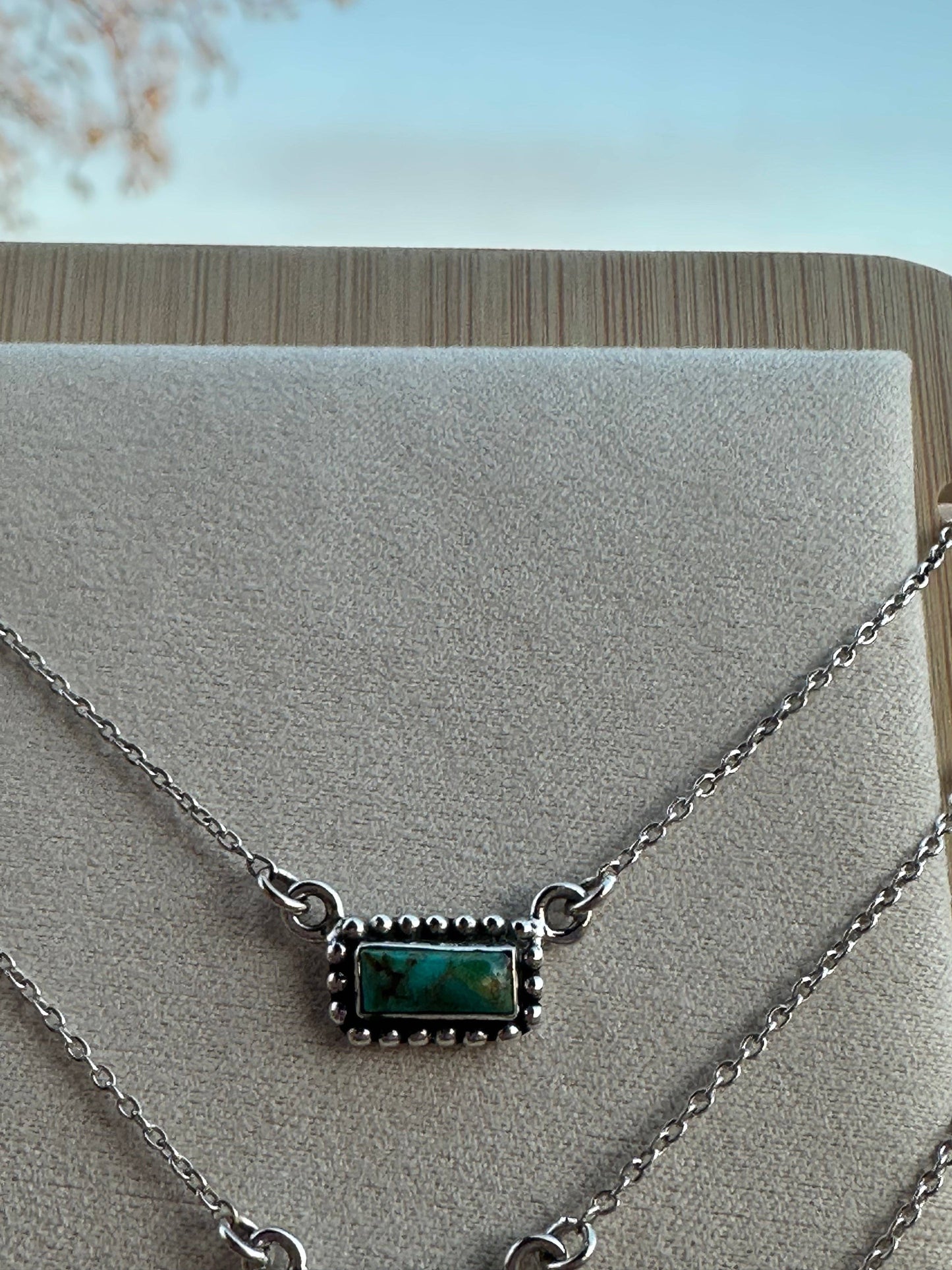 Handmade Sterling Silver Kingman Turquoise Bar Necklaces: Bandit Bar