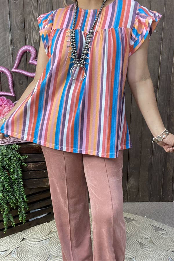 Short ruffle sleeve women tops
