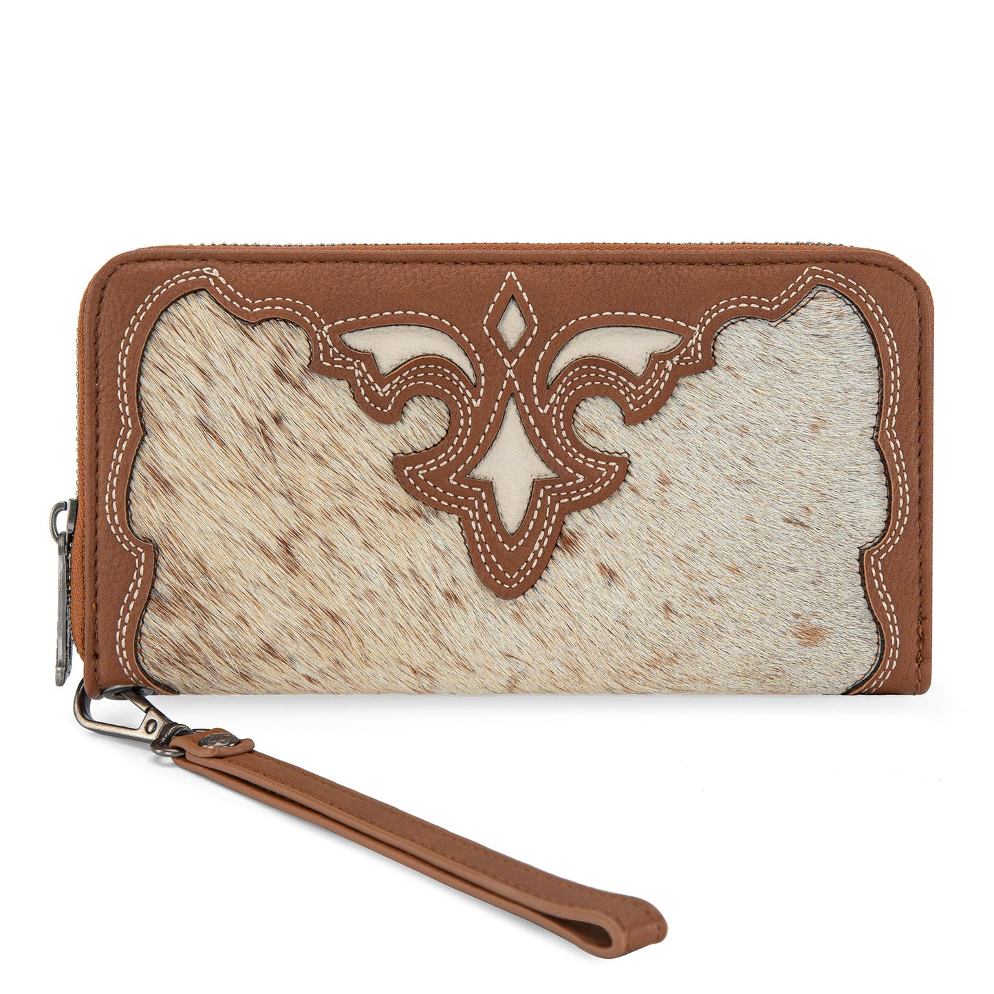 Trinity Ranch Hair-On Cowhide RFID Protected Collection Wallet - Brown