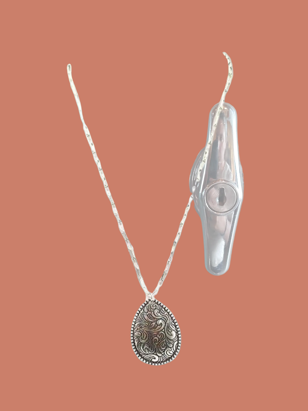 Western Etched Teardrop Necklace