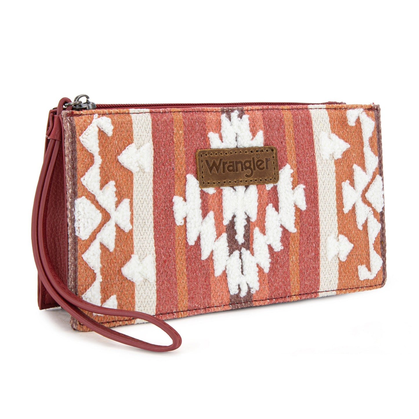 Wrangler Sherpa Aztec Canvas Clutch - Burgundy