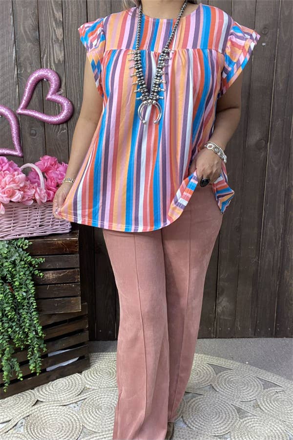 Short ruffle sleeve women tops