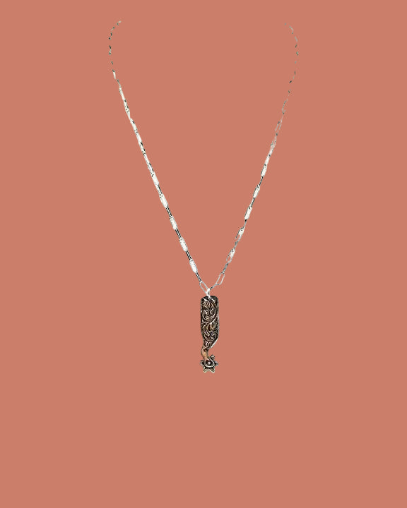 Western Engraved Spur Pendant Necklace