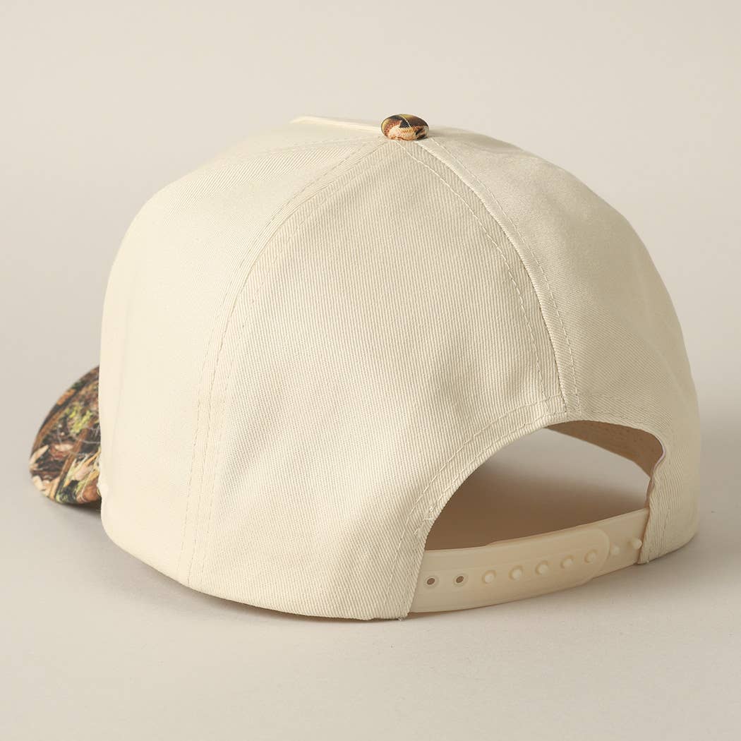 COWGIRL Lettering Embroidery Camo Two-Tone Cap: CAMO-BEIGE / ONE SIZE