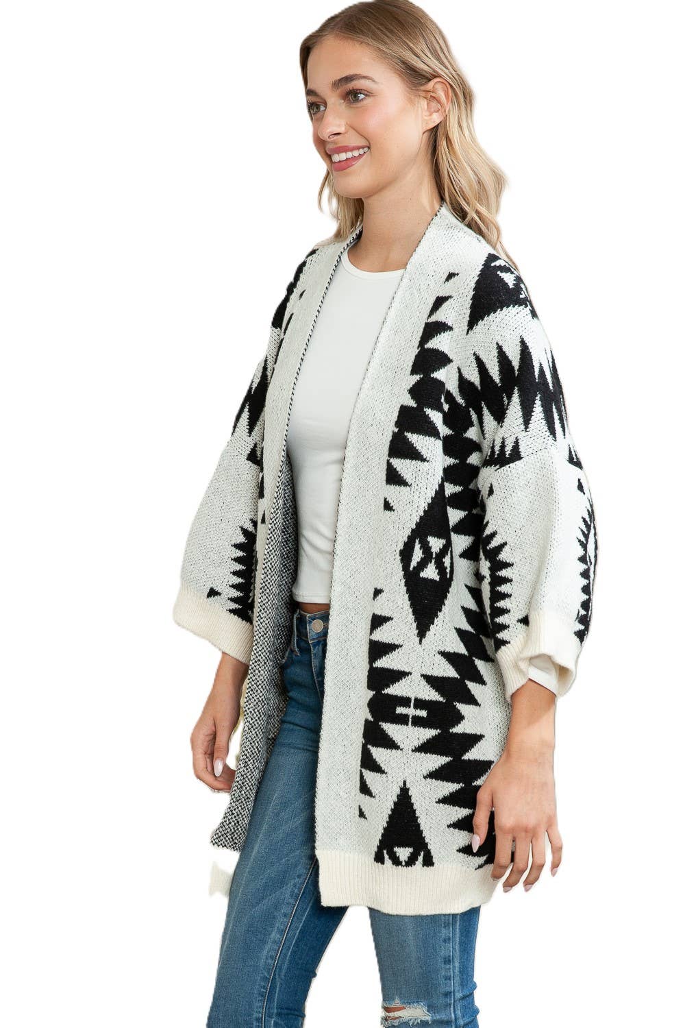 Naomi Wilde | Aztec Styled Cardigan with Large Arms: Brown one size