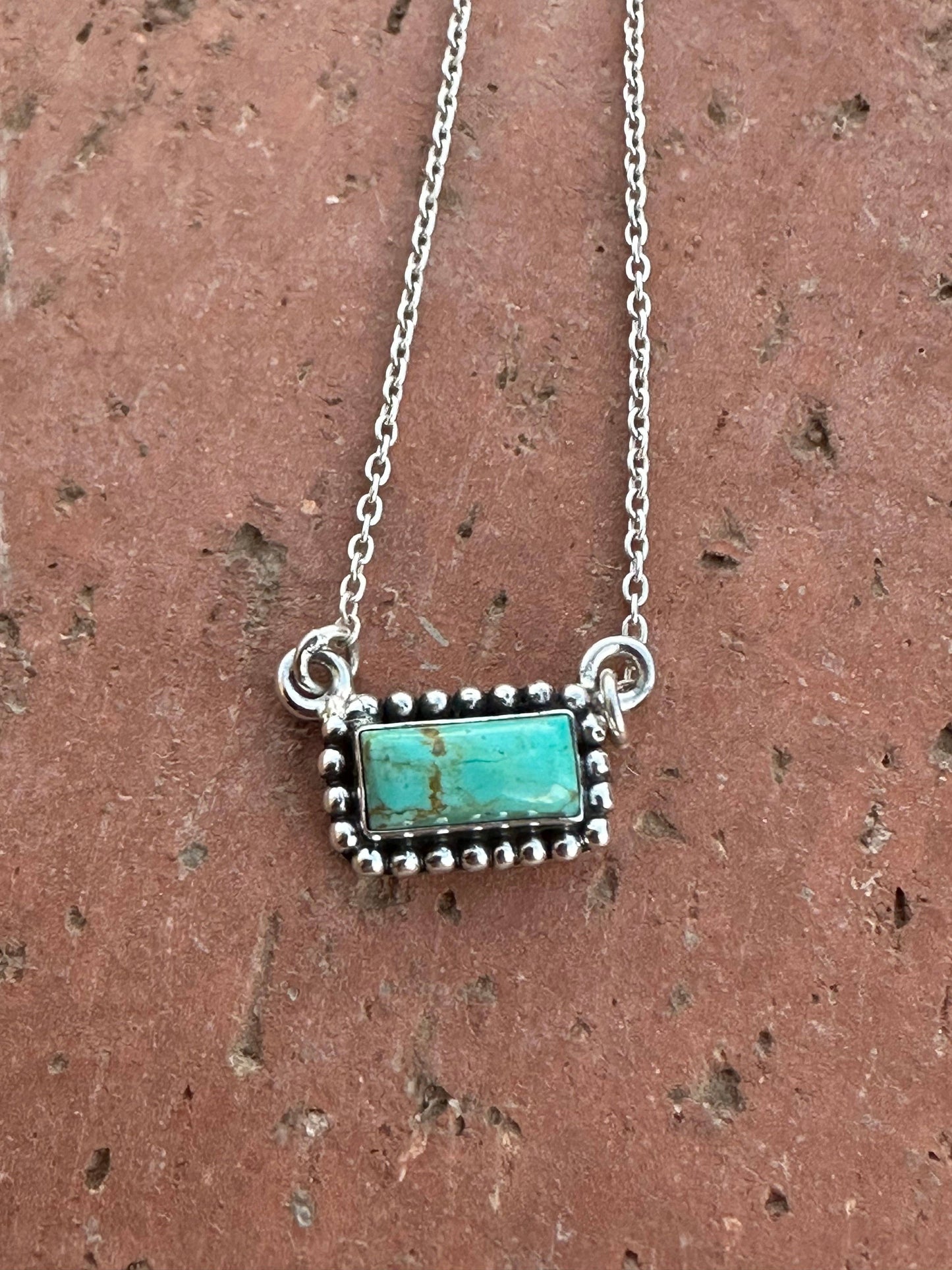 Handmade Sterling Silver Kingman Turquoise Bar Necklaces: Bandit Bar