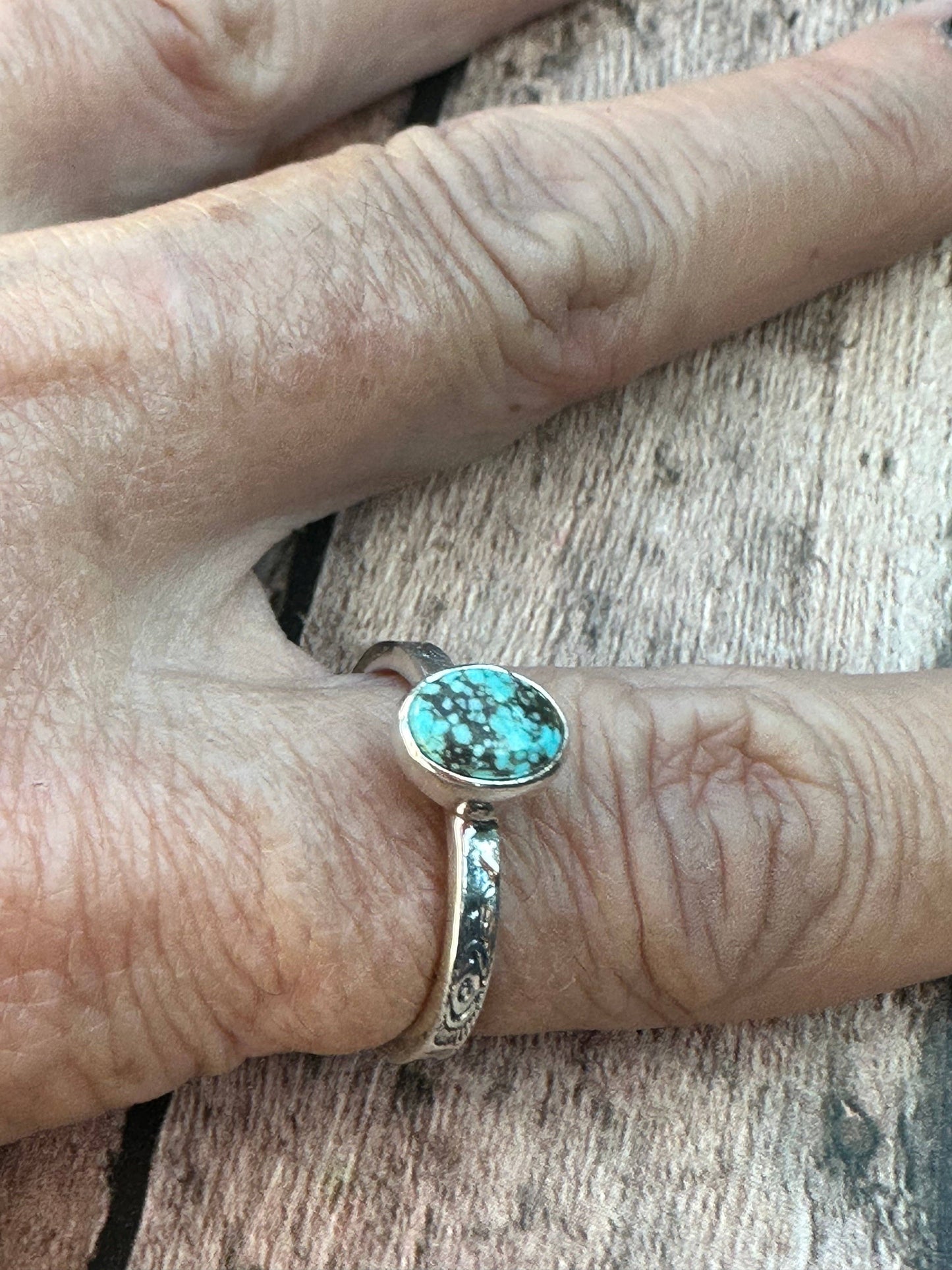 Stackable Stackers Natural Number 8 Stone Sterling Silver Adjustable Band: Adjustable ring 119