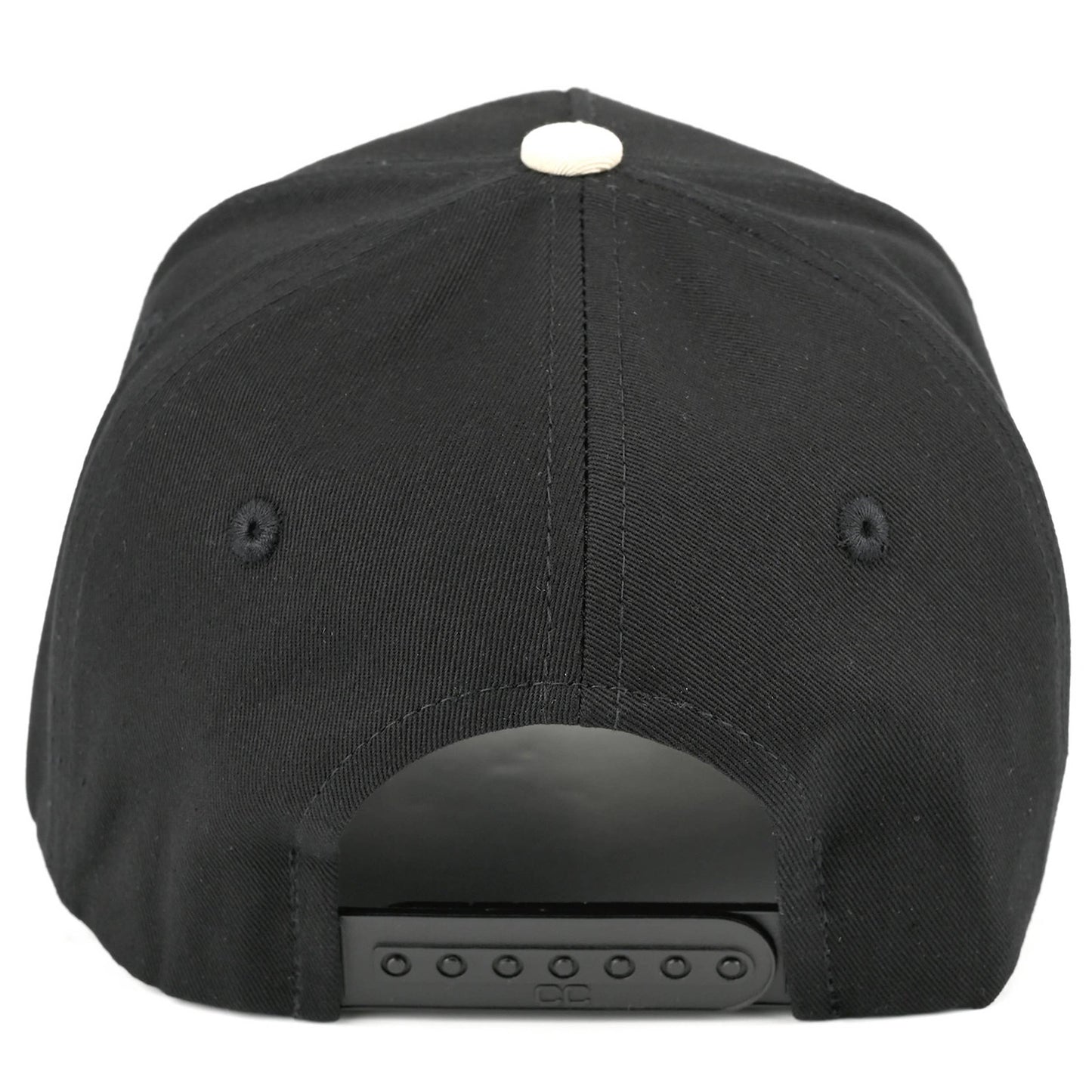 C.C HOLY COW Letter Embroidered Two Tone Trucker Hat: Black/Black
