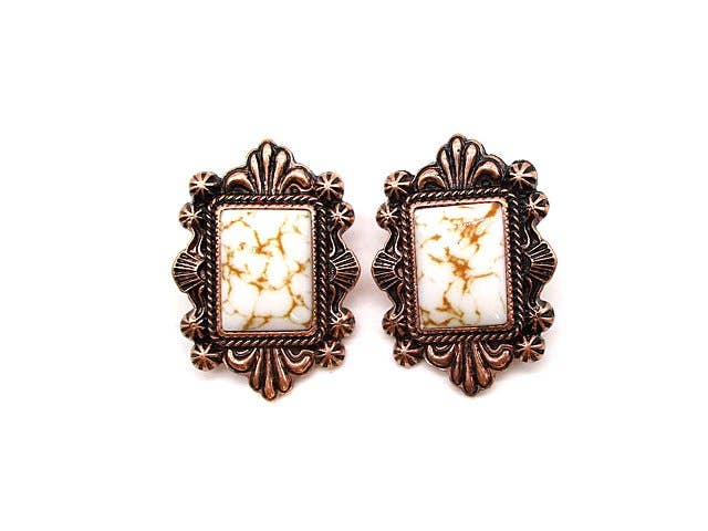 Western Turquoise Stone Post Earring: TURQUOISE
