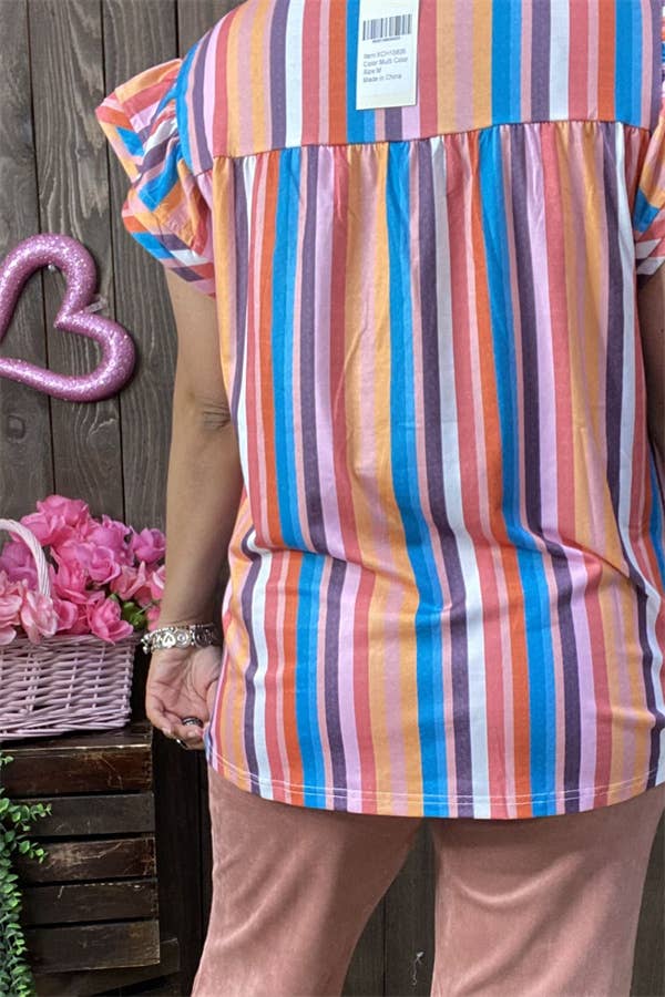Short ruffle sleeve women tops