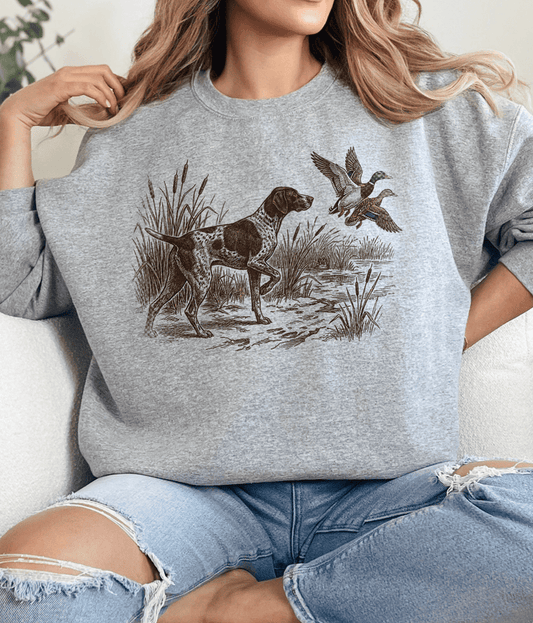 Duck Hunting Pointer Dog - Sweatshirts & T-Shirts Multiple Color Options