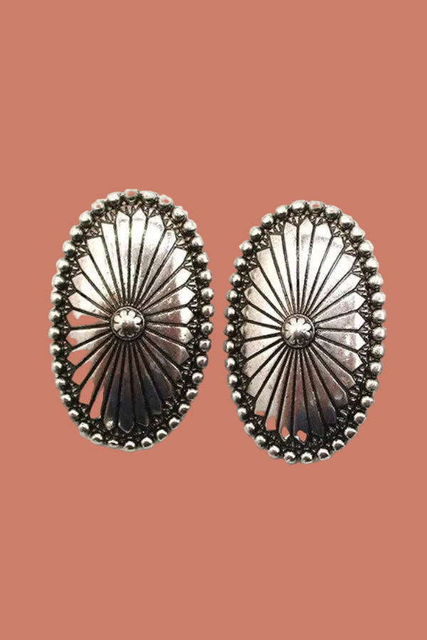 WESTERN OVAL CONCHO EARRINGS