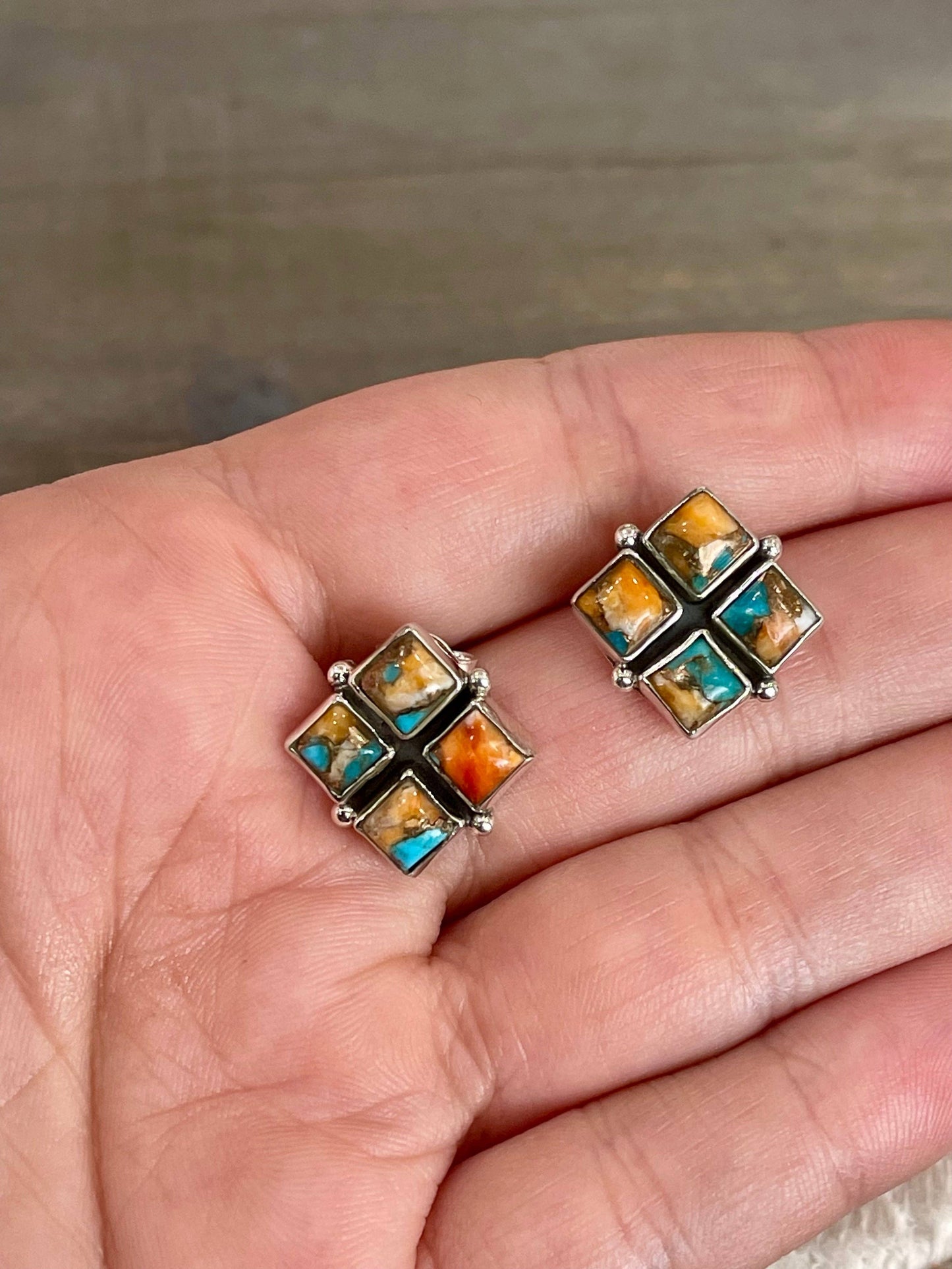 Nizhoni Handmade Spice & Sterling Silver Earrings: Spice
