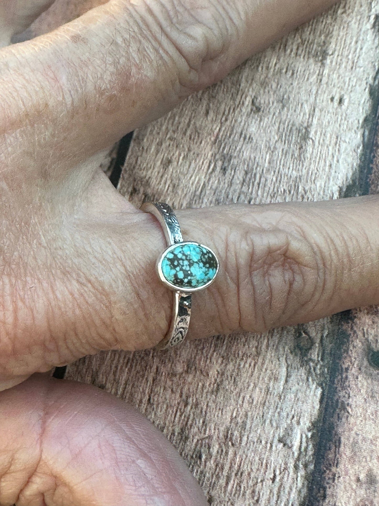 Stackable Stackers Natural Number 8 Stone Sterling Silver Adjustable Band: Adjustable ring 119