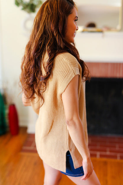 Best In Bold Taupe Dolman Ribbed Knit Sweater Top