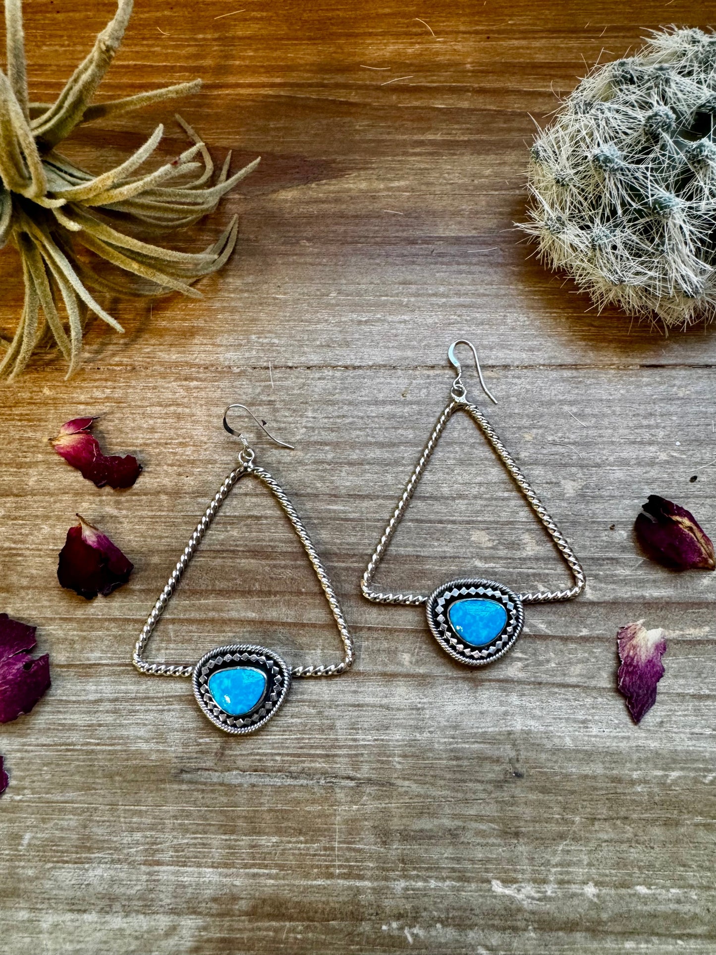 Dangle earrings Sterling silver with kingman turquoise