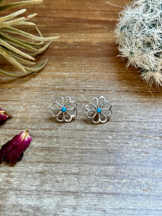 Flower Stud blue Turquoise Earrings