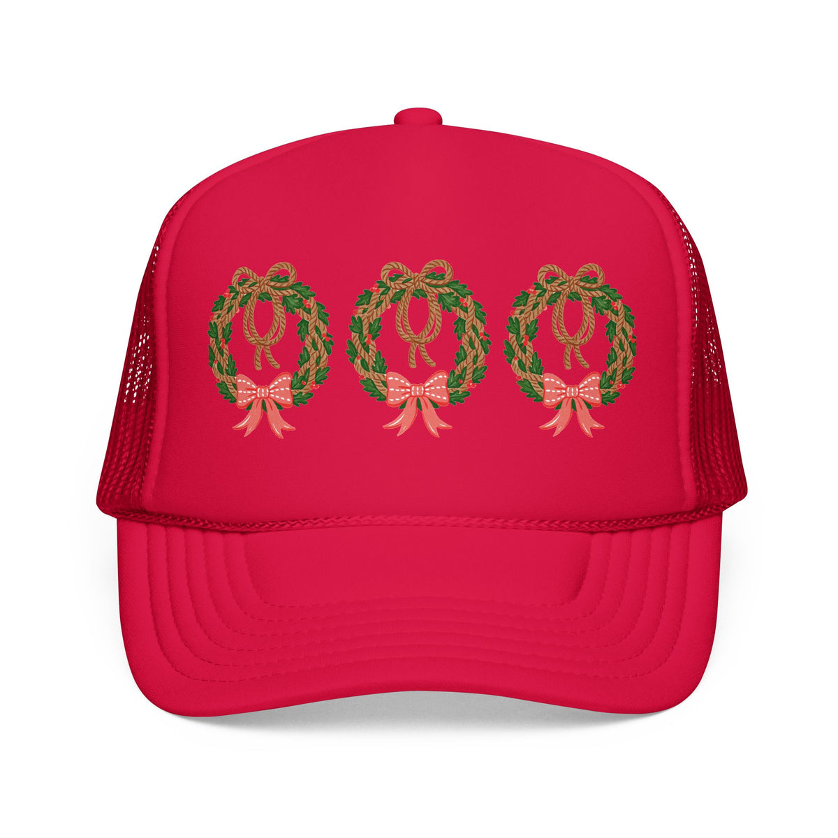 Vintage Christmas Wreath Foam Trucker Hat