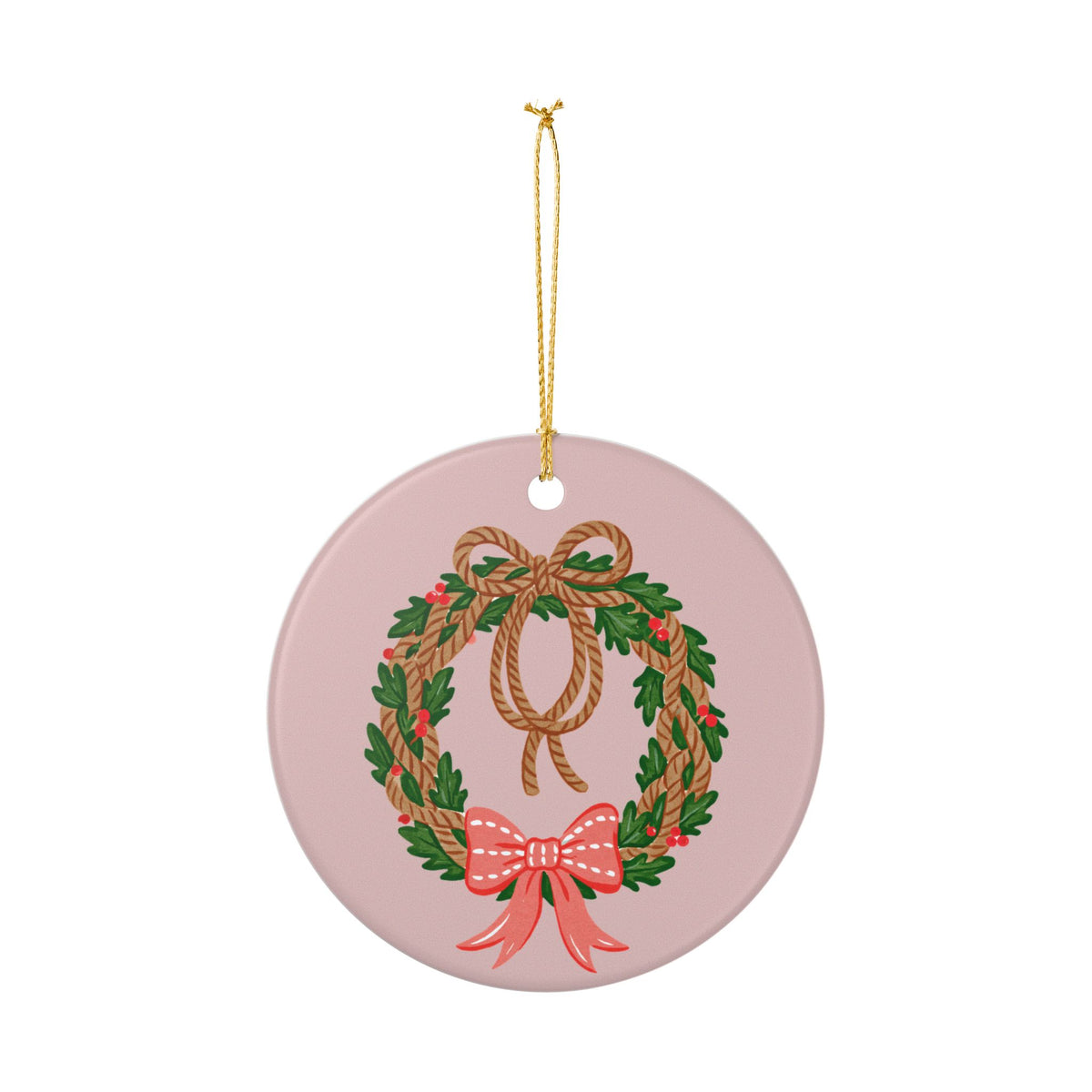 Pink Wreath Christmas Ornament