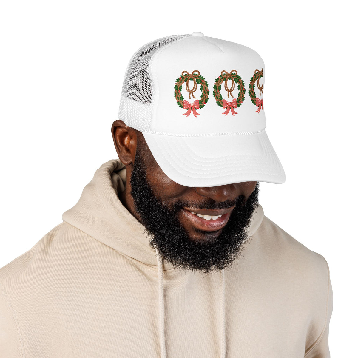 Vintage Christmas Wreath Foam Trucker Hat