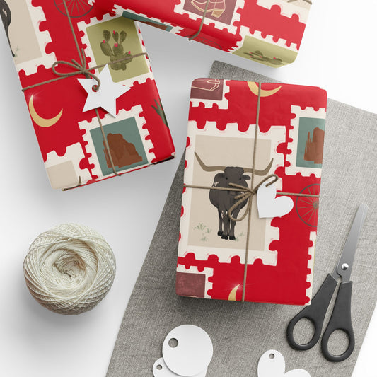 Western Stamp Wrapping Paper