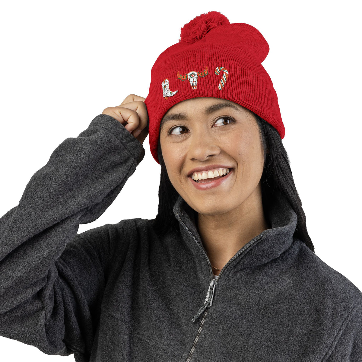 Christmas Cowgirl Pom-Pom Knit Cap