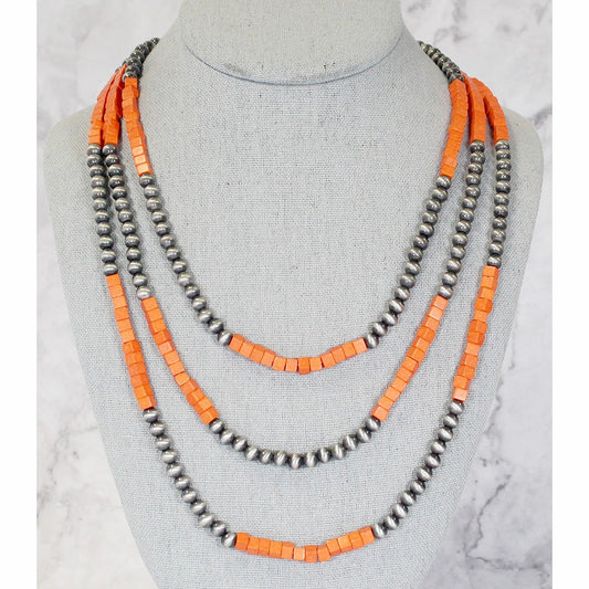 Orange Triple Necklace