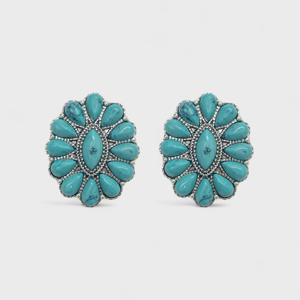 Turquoise Concho Post Earrings