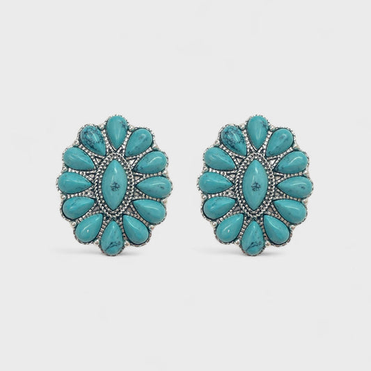 Turquoise Concho Post Earrings