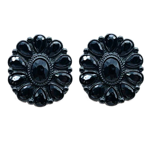 Black Concho Post Earrings