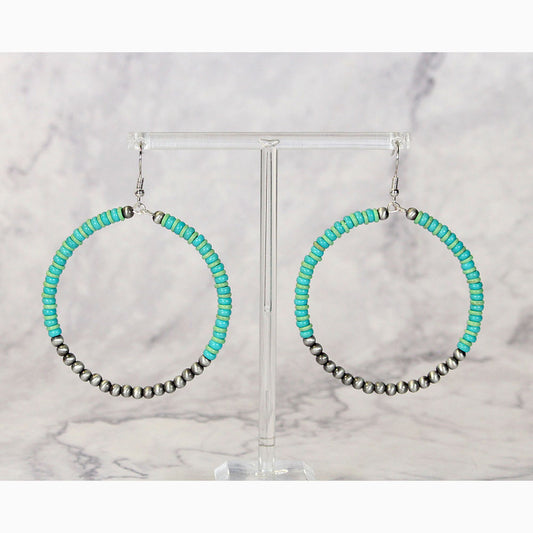 Hoop Dangle Turquoise Earrings