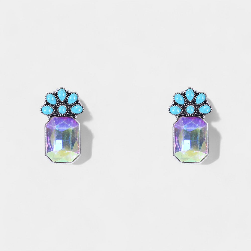 Gem Turquoise Post Earrings