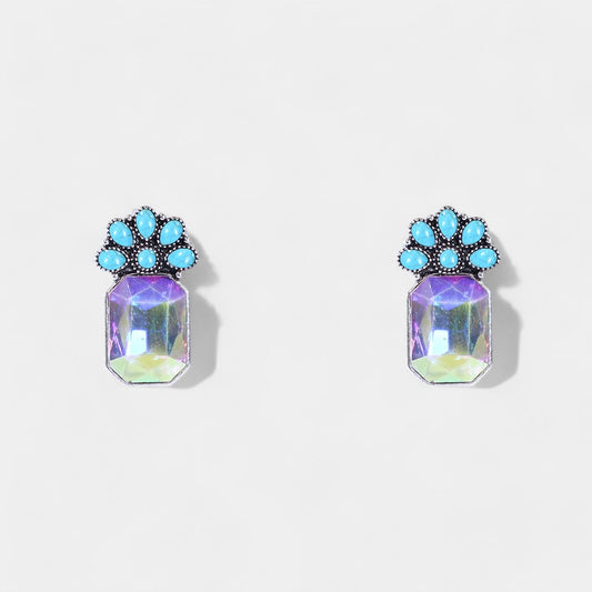 Gem Turquoise Post Earrings