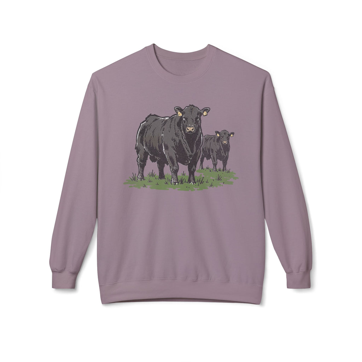 Cow and Calf Crewneck Sweatshirt - Rustic Farm Animal Graphic